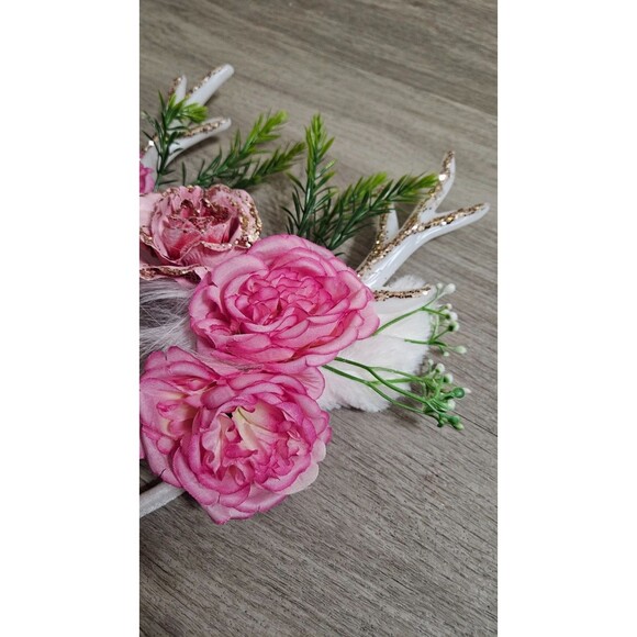 Handmade Light-Up Floral Antler Headband LED Deer Antlers Festival Costume NWOT - Picture 6 of 9